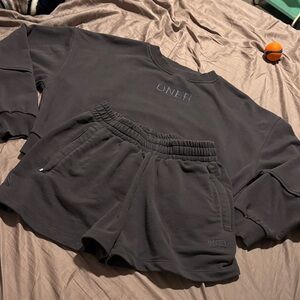Oner Active Coal Sweatshirt and Shorts Lounge Set Small